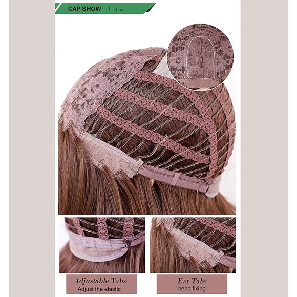 Ombre Brown Blonde Wig With Bangs - Picture 4 of 6